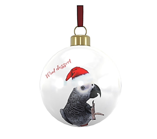 Merry Christmas Santa African Grey bauble