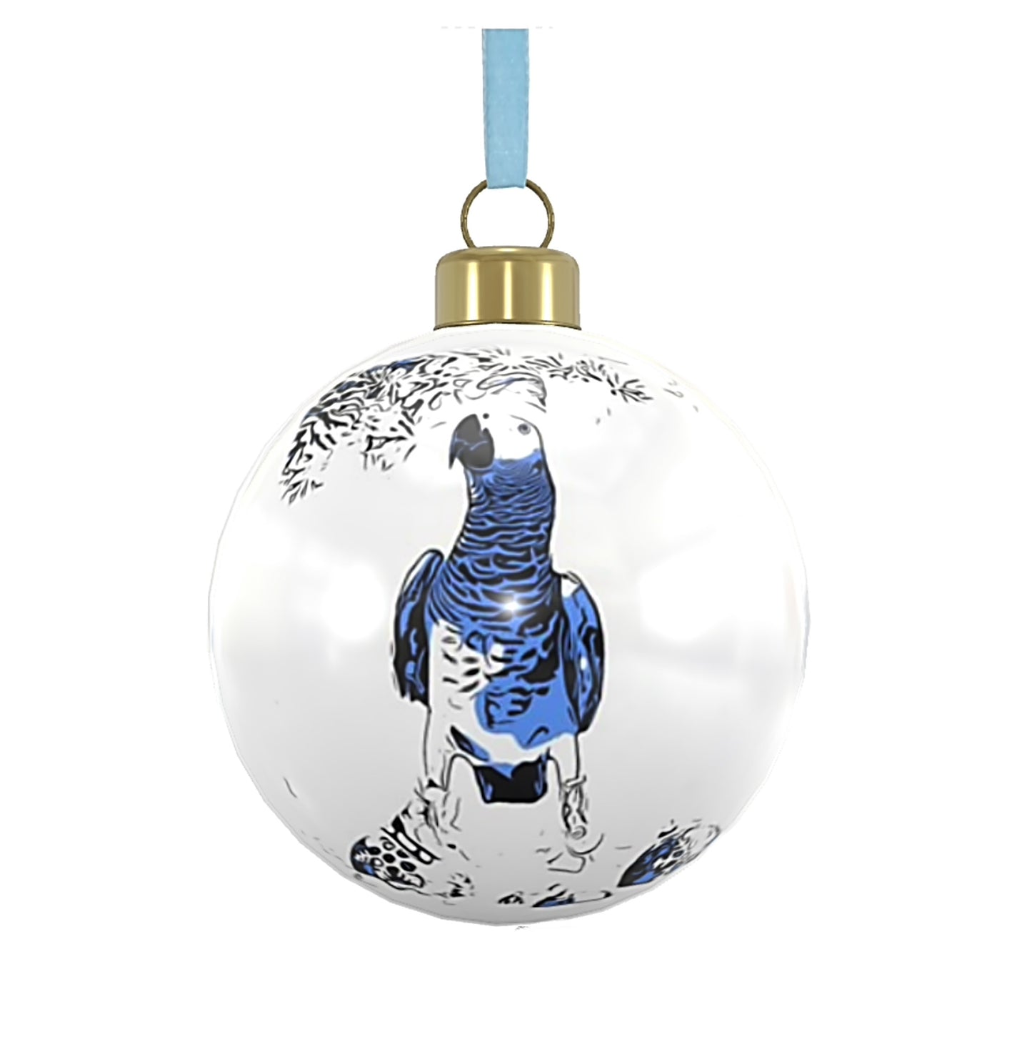 Merry Christmas Ice Skating African Grey bauble