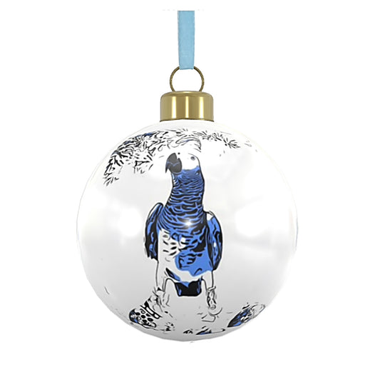 Merry Christmas Ice Skating African Grey bauble