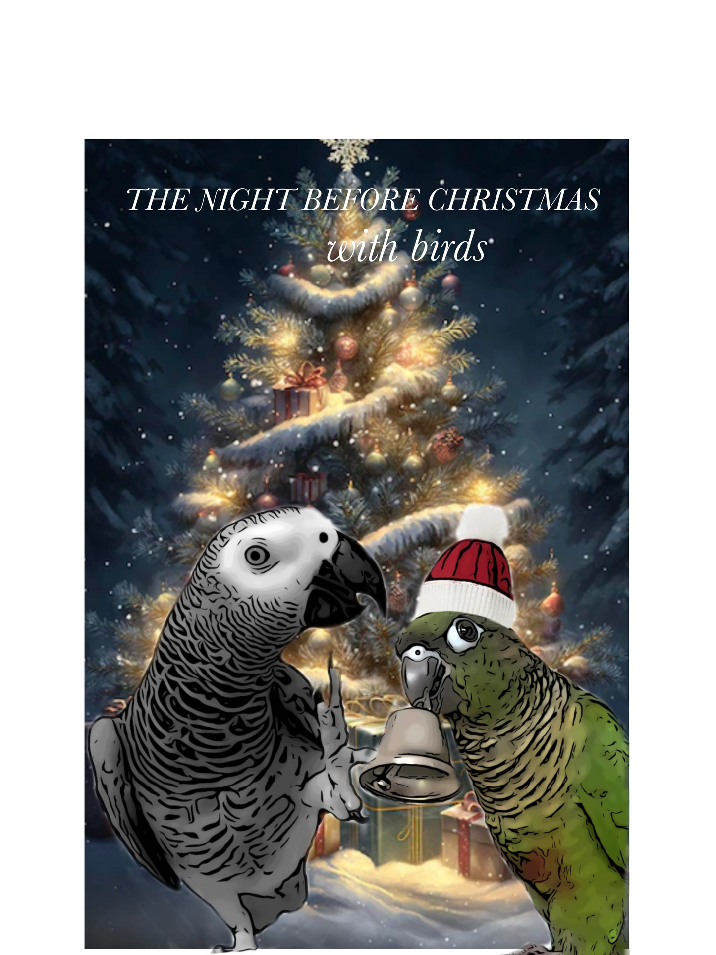 Digital card Night Before Christmas with Birds digital card